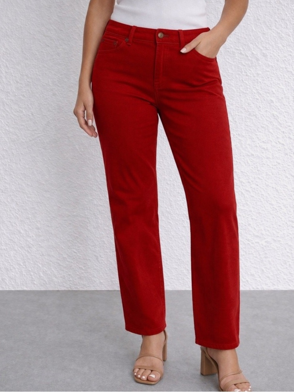NWOT Lauren Ralph Lauren Women’s Red Modern Straight Jeans Size 16